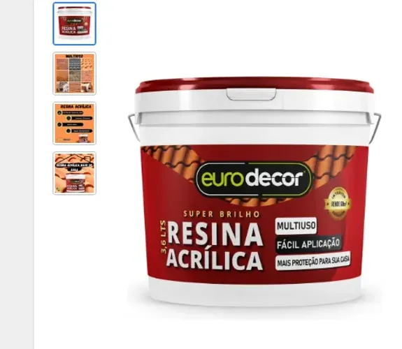 Resina acrílica eurodecor 3,6 litros - pote cheio