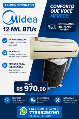 Ar-condicionado Midea Split 12.000 BTUs Revisado e hingienizado