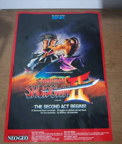 Poster promocional Samurai Shodown 2 lançamento original da época 1994