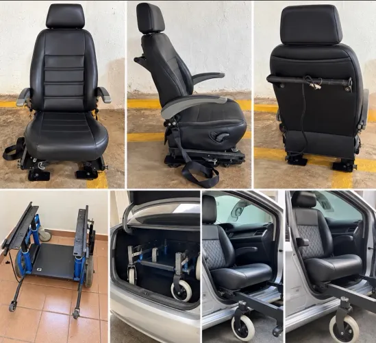 Banco de carro giratório para cadeira de rodas