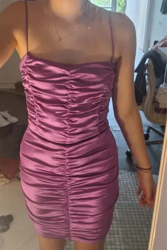 vestido justo cass john john cetim magenta drapeado de alcinha night out sexy