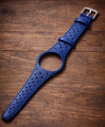 Pulseira azul em couro para relógio Omega Dynamic 