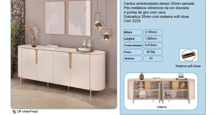 Aparador Buffet 4 portas 1,96m - Promoção