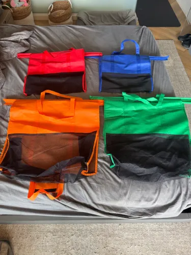 Kit com 4 Bolsas Ecológicas para Carrinho de Supermercado - Reutilizáveis e Dobráveis