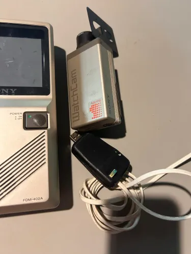 Lupa de vídeo telescópica vintage Meva baixa visão portátil tela de 4"
