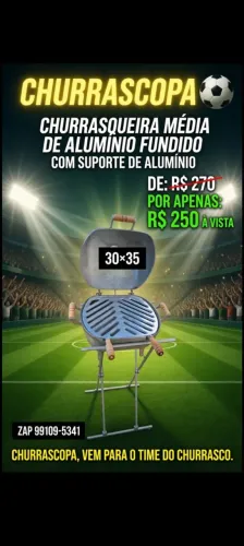 Churrasqueira Média Bola de Alumínio fundido  com suporte de Alumínio 