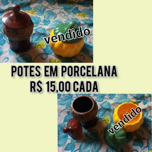 vaso e bomboniere em louça