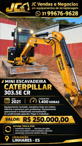Mini escavadeira Caterpillar 303.5 E CR cabinada