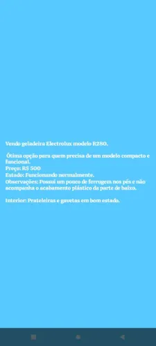 Vendo geladeira usada Electrolux Refrigerator r280 em bom estado 