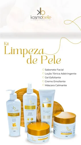 Kit de limpeza se pele kosmobelle com 5 produtos