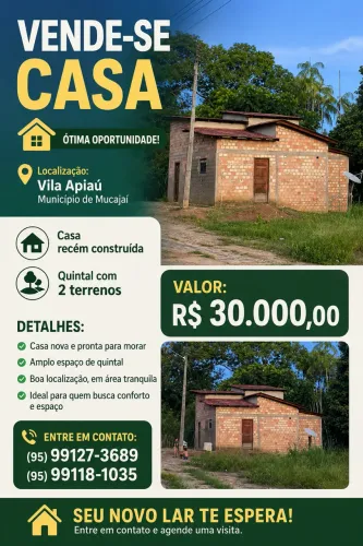 Vende-se casa (Vila Apiaú)
