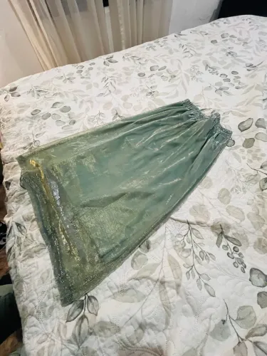 Saia tule brilho verde água 