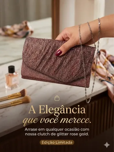 Bolsa para festas clutch de glitter rose