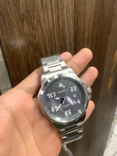 Relógio orient prateado novo Original prova d?água com caixa + manual e garantia