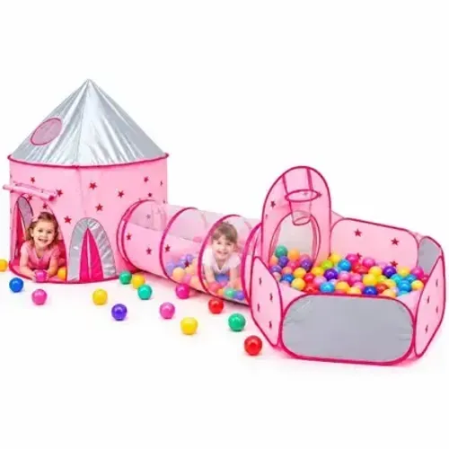 Barraca infantil menina com tunel de brinquedos