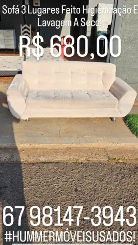 Vende - Se Sofá 3 Lugares Feito Higienização E Lavagem A Seco!