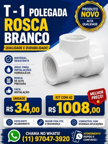 T - 1 POLEGADA - BRANCO - ROSCA