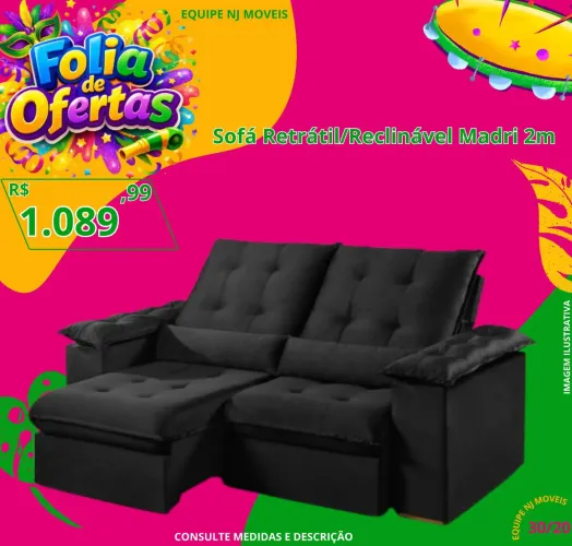 Sofá retrátil reclinável