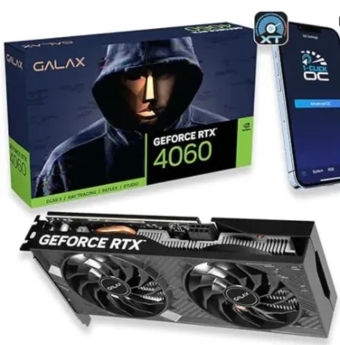 Placa de Vídeo GALAX RTX 4060 1-CLICK OC 2X V2, 8GB, GDDR6-