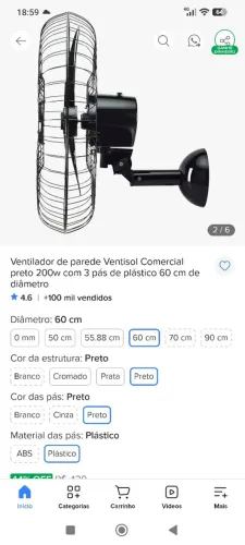 Ventiladores,Ventisol 3 palhetas 127wts