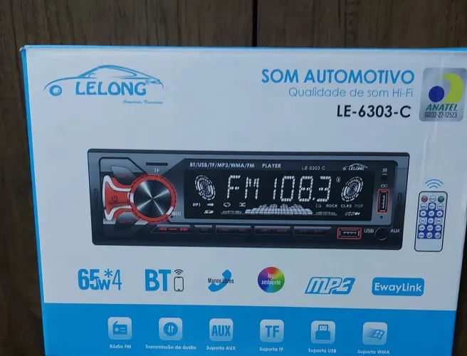 Radio carro Bluetooth, usb e controle remoto. 