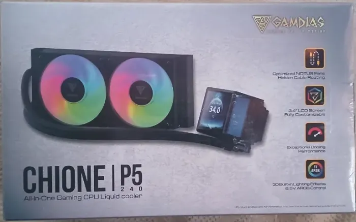 Water Cooler Gamdias Chione P5 240MM ARGB Tela IPS LCD 3.4" NOVO