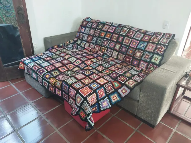Colcha de crochê vintage casal