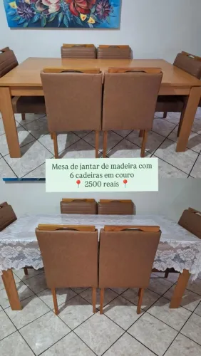 Vendo mesa de jantar com 6 cadeiras