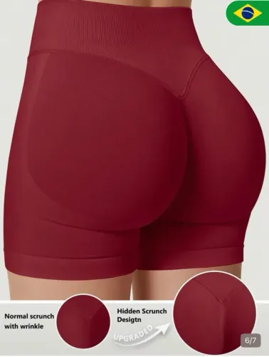 Short Fitness SHEIN Vinho P Alta Compressão Empina Bumbum ? 