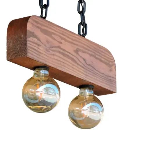 Luminária Pendente Caibro Pequeno Madeira Rústica Mini E-27