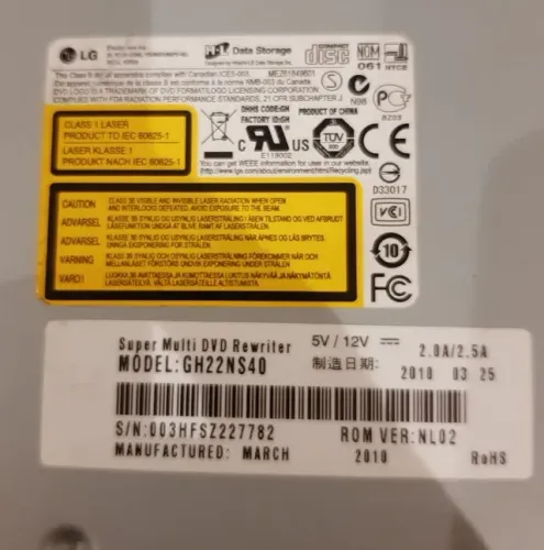 Gravador de DVD LG Super Multi DVD Rewriter GH22NS40