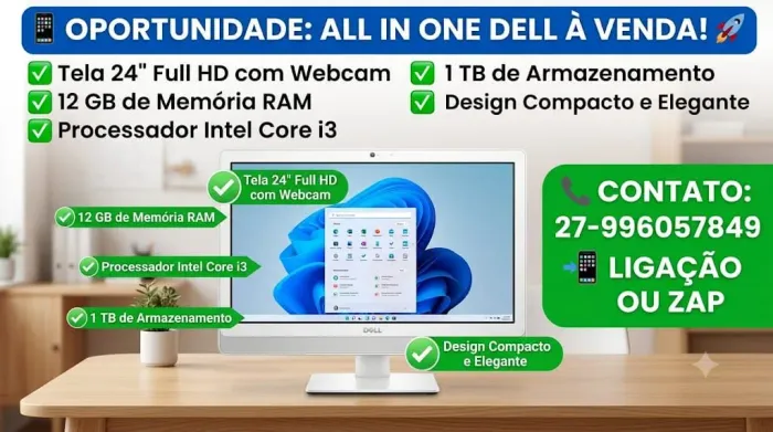 Computador All in One Dell 24" Core i3 / 12GB RAM / 1TB HD (Modelo Inspiron 3464)