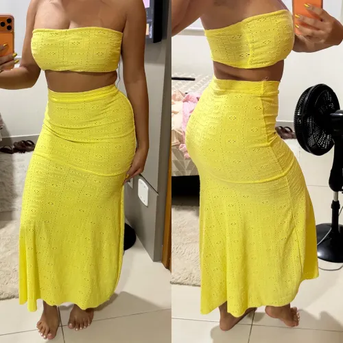 Conjunto amarelo neon tamanho P