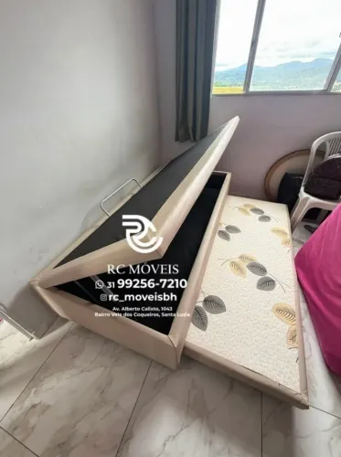 Conjunto cama box Baú Tamanho solteiro com Cama Auxiliar 88x1,88 D33  Baú Blindado