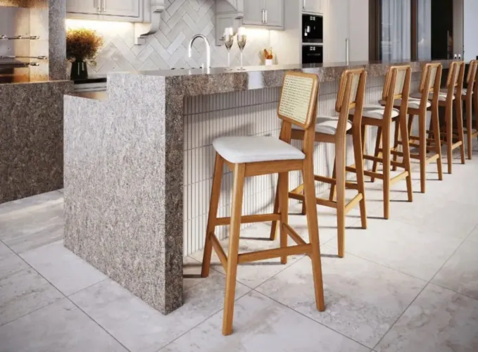 Banqueta De Tela Em Madeira Maciça PROMOÇÃO
