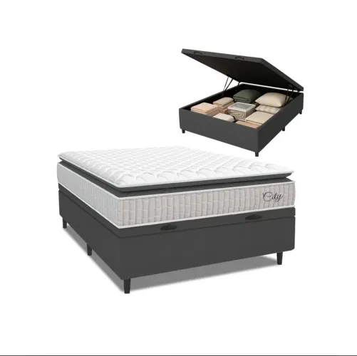 Cama Casal C/ Box Baú e Colchão