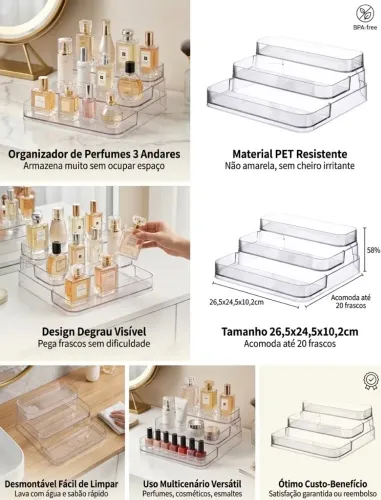 Porta perfumes organizador expositor de acrílico