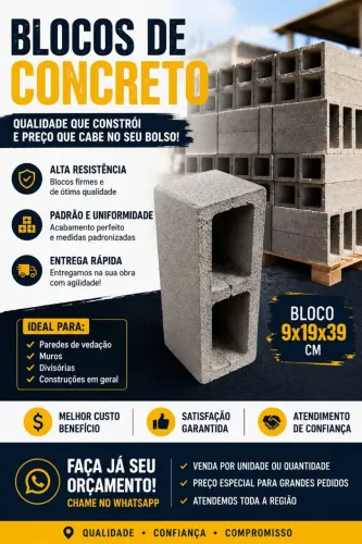 ?Bloco de Cimento 9x19x39 | Venda Direta