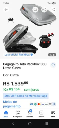 Bagajeiro de teto de fibra