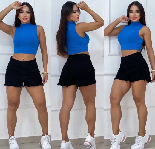 Short jeans sem elastano 