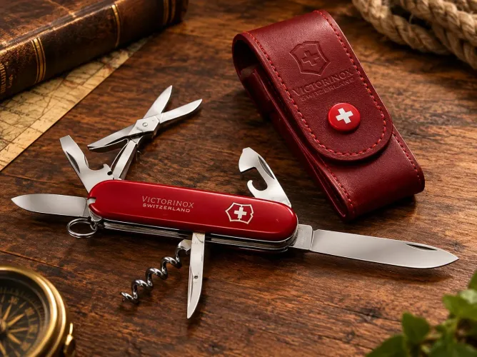 Canivete Suíço Victorinox Climber Vintage + Capa De Couro Original