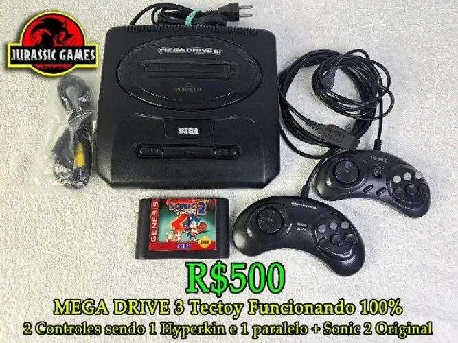 Console Mega Drive 3 Tectoy - 2 Controles e Sonic 2 Original