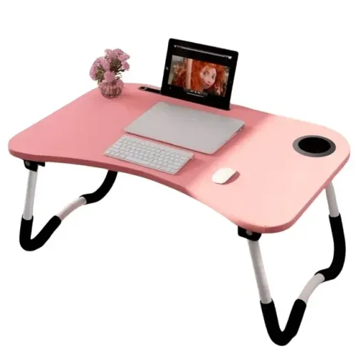 Mesa Para Notebook Portátil Dobrável Articulada em Mdf Suporte para Laptop Cama Estudo Por