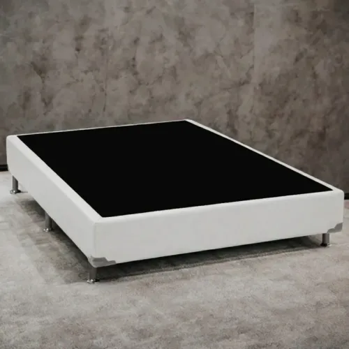 Base Box Casal Simples Corino Branco - ALTO NÍVEL CAMAS E COLCHÕES / pronta entrega <br>