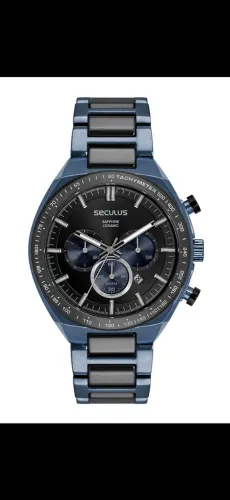 Relogio Seculus Ceramica Azul.