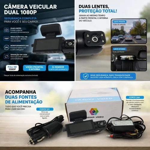 Camera Veicular Monitoramento 24h Dual