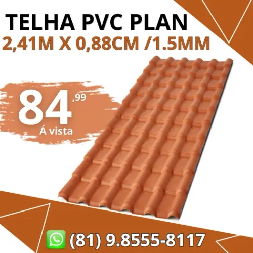 Telha PVC Eplast Plan 2,41m x 0,88cm / 1.5mm ( Cor: Ceramica)