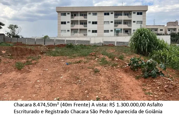 Leia a descrição: Chacara 8.474,50m² (Asfalto) Chacara São Pedro