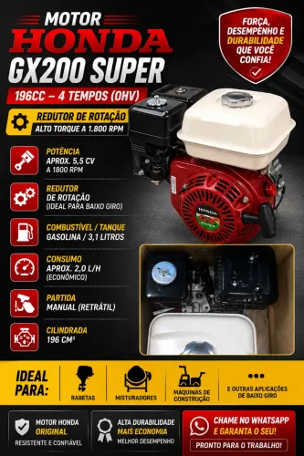 VENDO MOTOR HONDA GX200 SUPER 196CC NA CAIXA