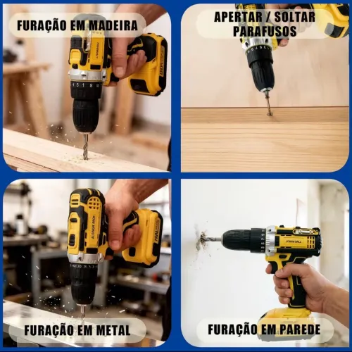 FURADEIRA/PARAFUSADEIRA SEM FIO ? KIT COMPLETO